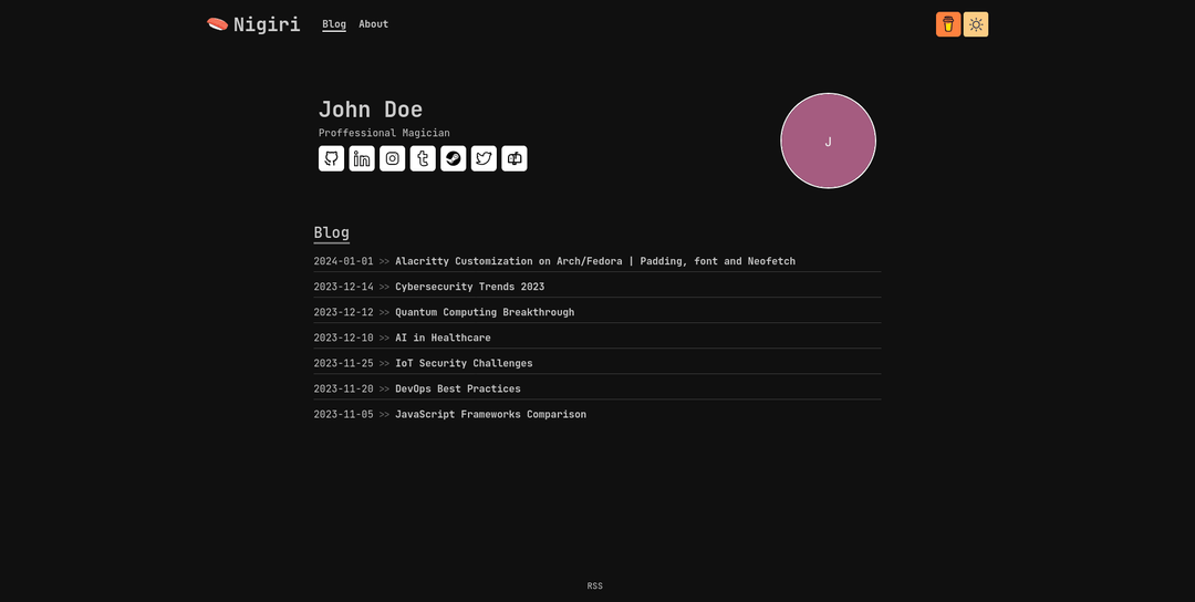 Nigiri - Minimalist Website Template
