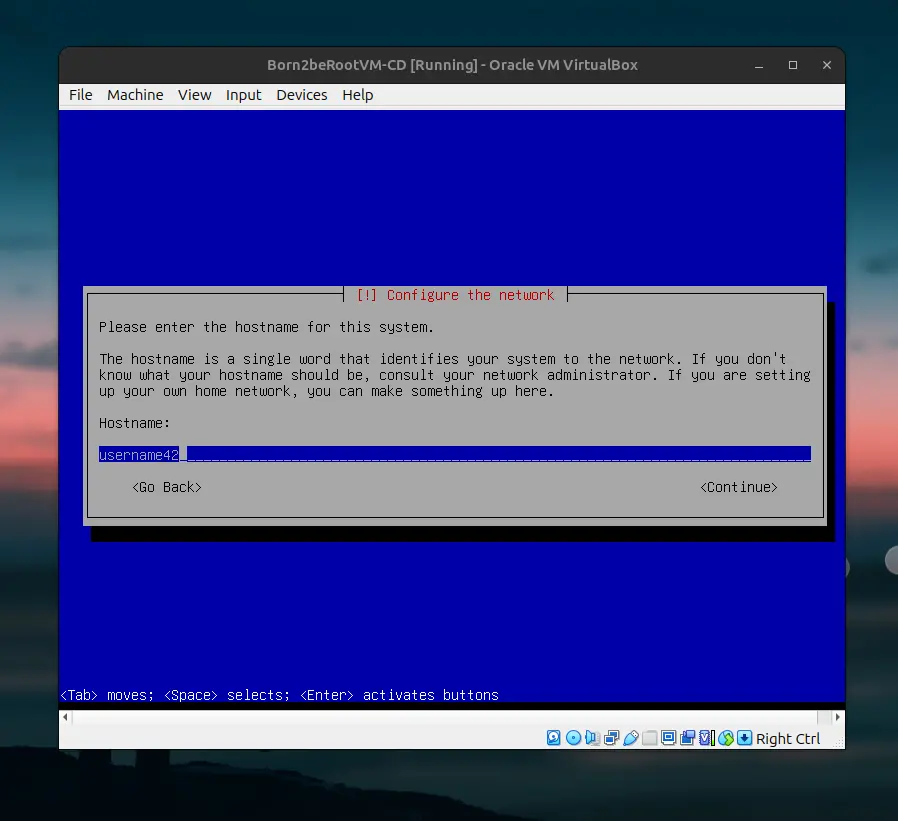 Installation Screen